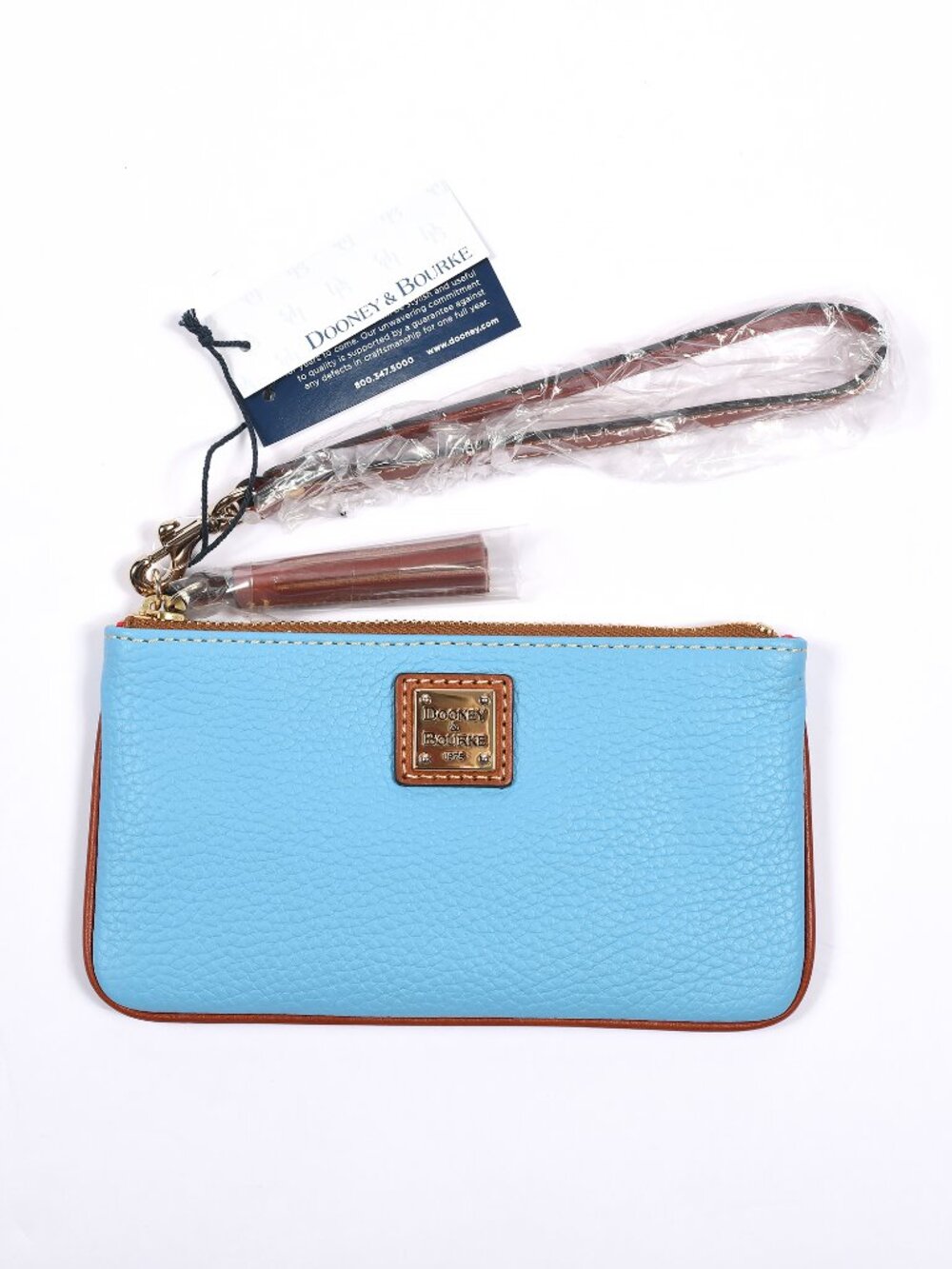 Dooney & Bourke Pebble Leather Wristlet Sky Blue ZR0263 SB NWT